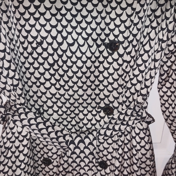 Rachel Zoe patterned trench coat Navy/White Belted - Picture 3 of 4